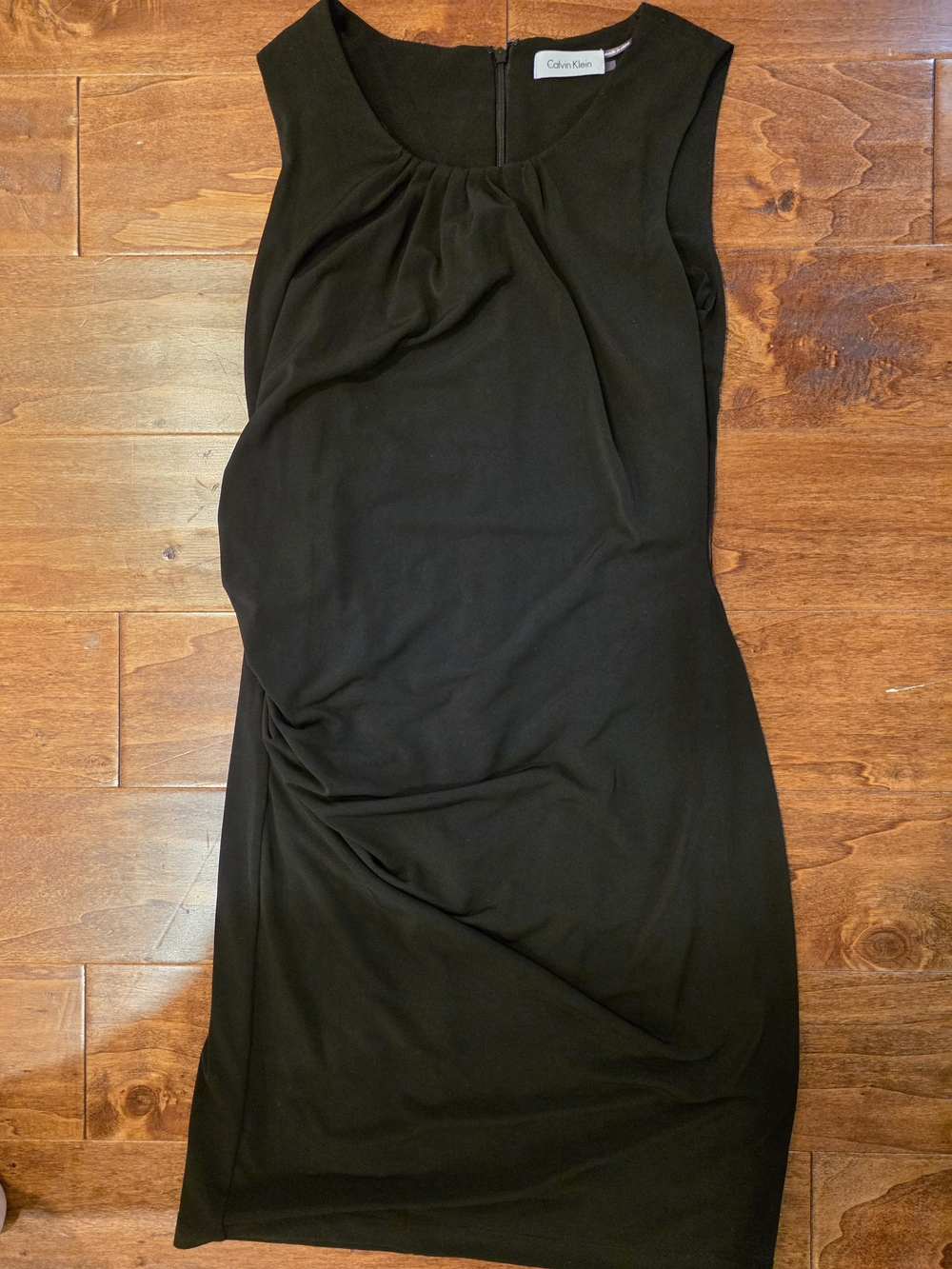 Calvin Klein Womens Black Sleeveless Draped Sheath Dress Sz 2 EUC